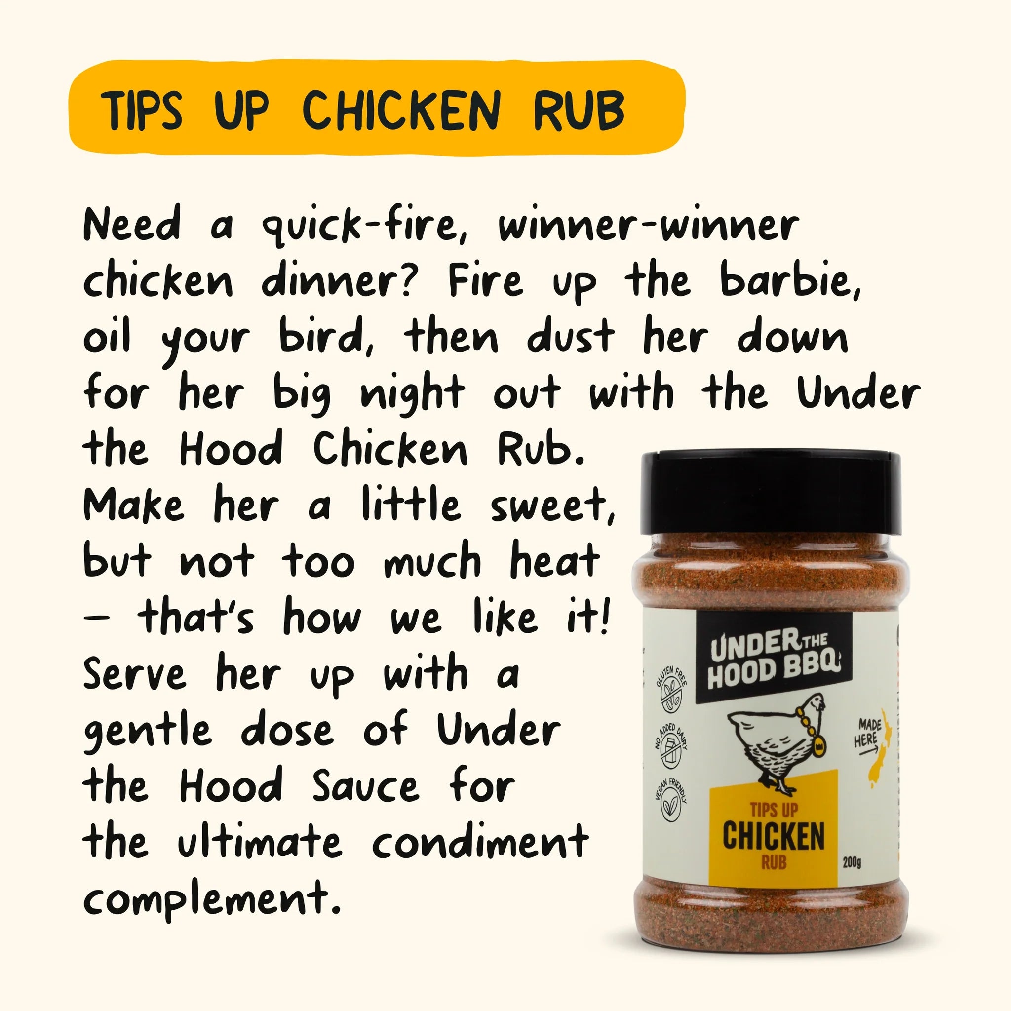 Under the Hood BBQ Tips Up Chicken Rub