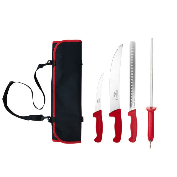 Tramontina Low & Slow Pouch (Knives + Pouch) 5 Piece Set (with Bonus Instand Read Thermometer)