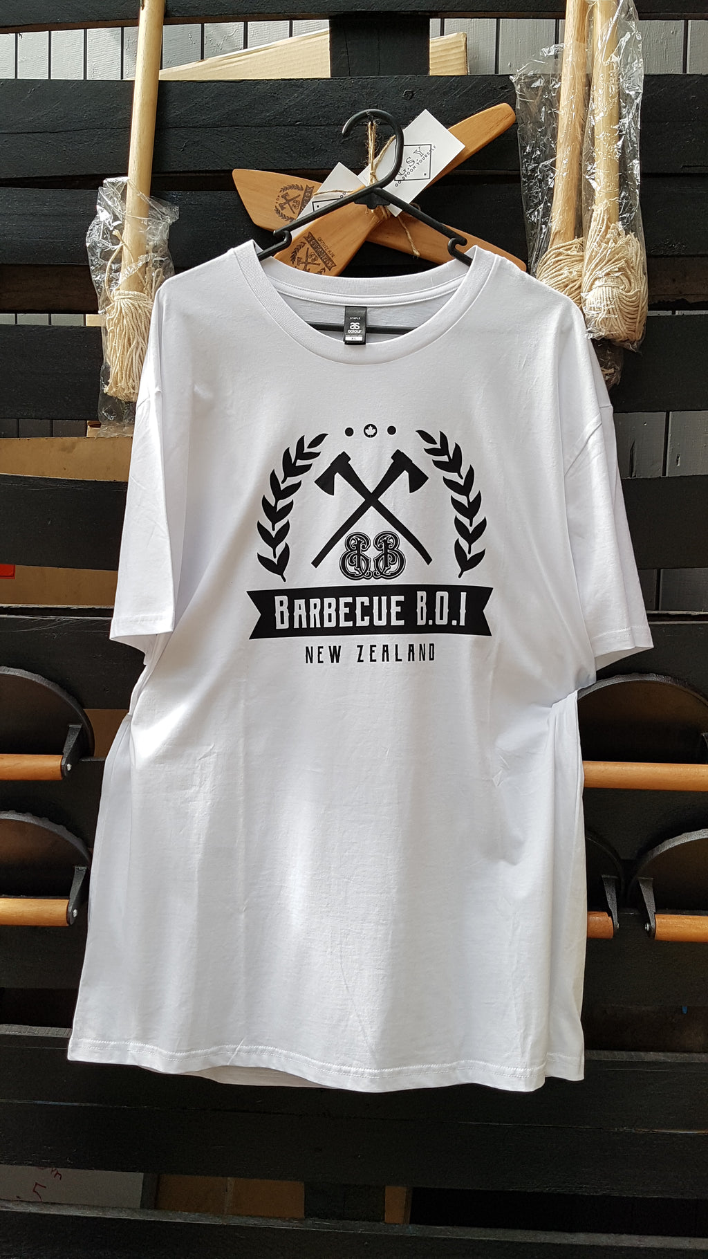 Barbecue B.O.I White T-Shirt Black Logo