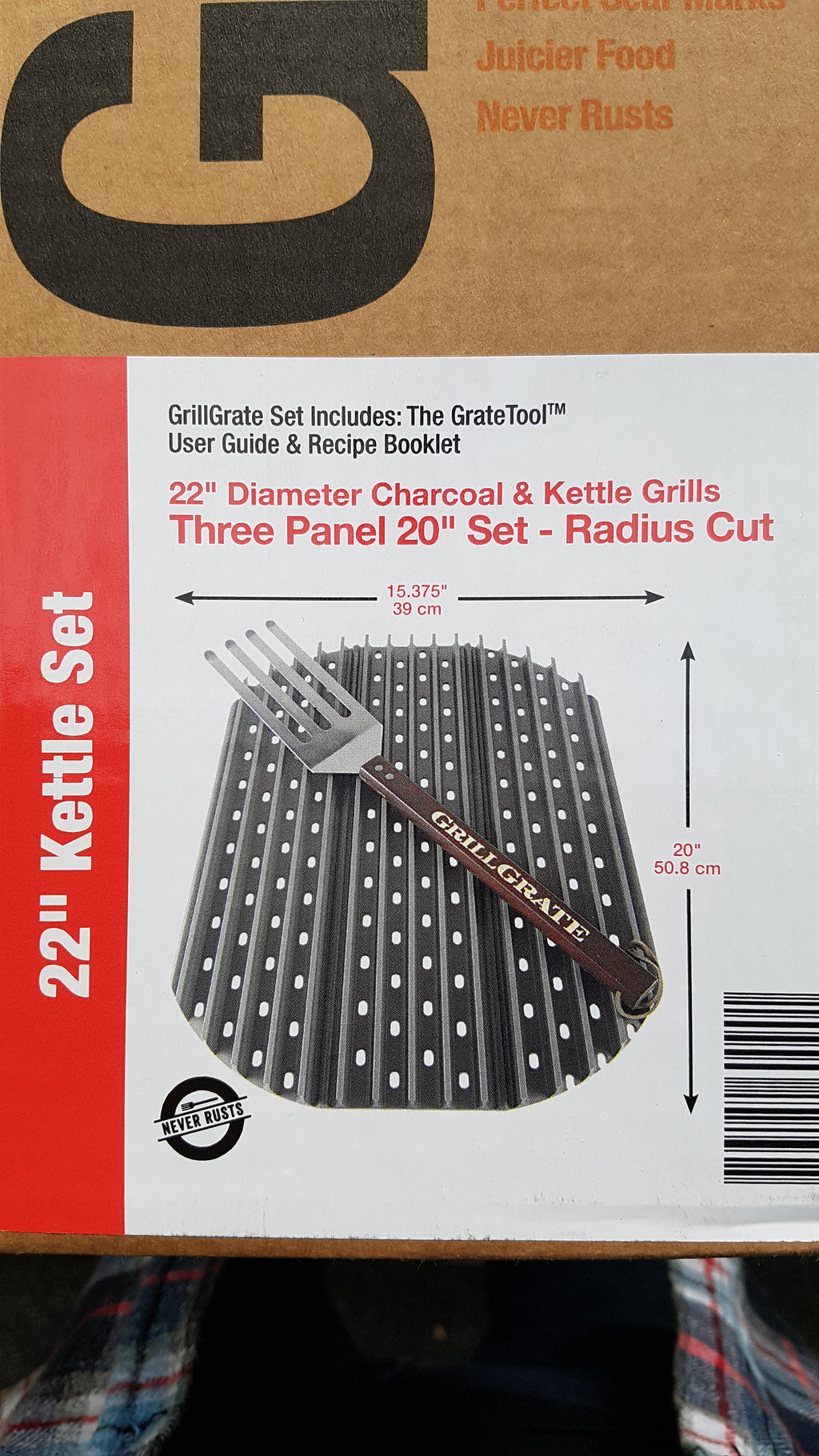 Grill Grate Three 20" Radius Cut Panels for 22" Grill (Weber Kettle)